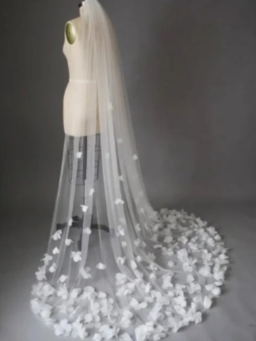 Floral Wedding Veil Chapel Length